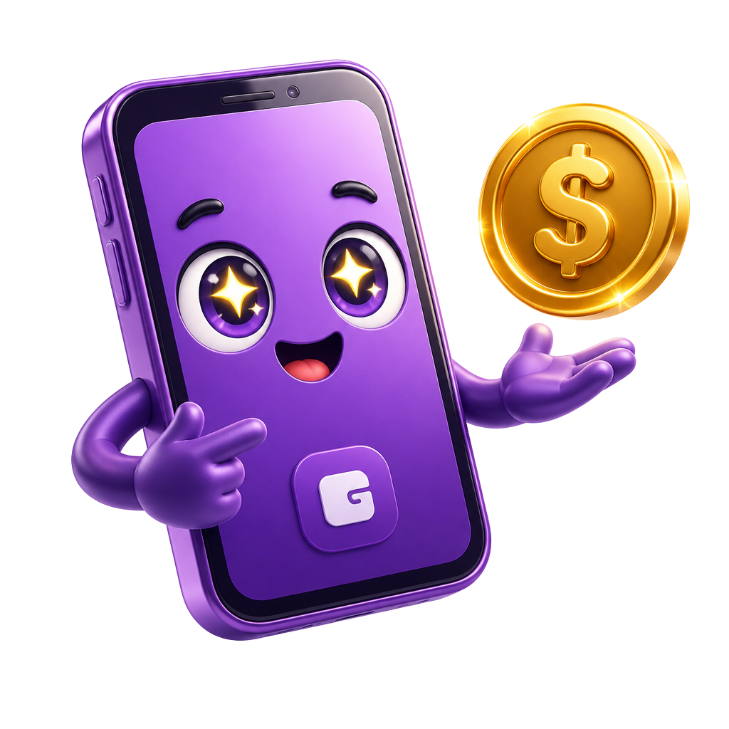 Werkwallet mascot holding a dollar coin